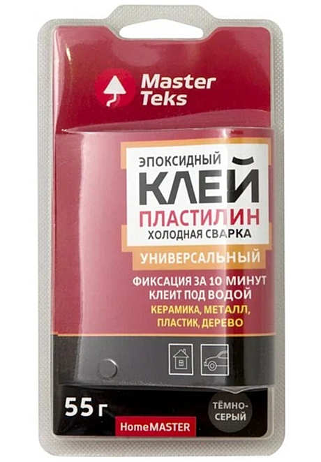 Клей-пластилин эпоксидный (холодная сварка) MasterTeks HomeMaster универсальный 55гр темно-серый