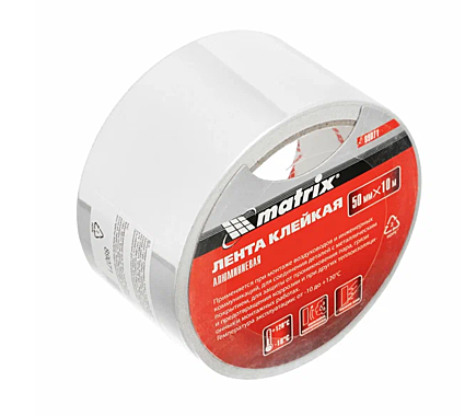 Лента клейкая армированная влагостойкая 50мм х 10м серебристая // MATRIX 89071