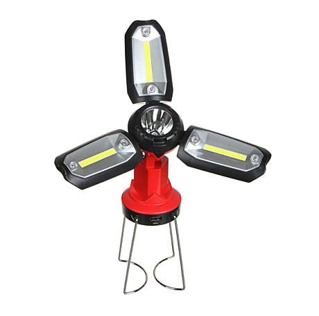 Фонарь светильник ЧИНГИСХАН 1 LED, 3 COB 800 мАч, 15х8.5х8.5см, 6 режимов, пластик