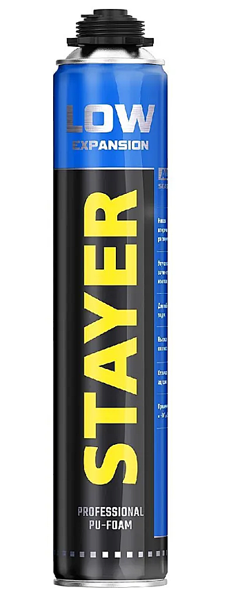 Пена монтажная STAYER LOW EXPANSION 800мл пистолетная всесезонная PROFESSIONAL 68102 41136