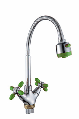 Смеситель для кухни А5383-5Т гибкий излив зеленый