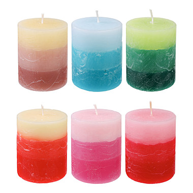 Свеча ароматическая рустик 6 цветов, парафин, высота 7,5 см, диаметр 6 см