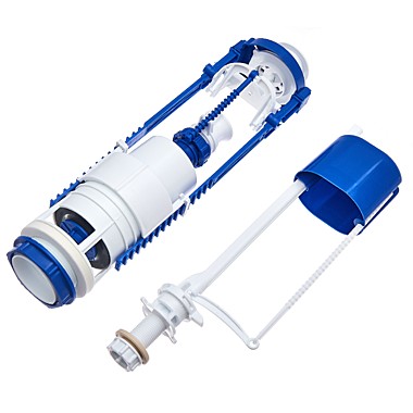 Арматура сантехническая 2-х уровневая, универсальный клапан, нижняя подводка, белая кнопка РемоКолор