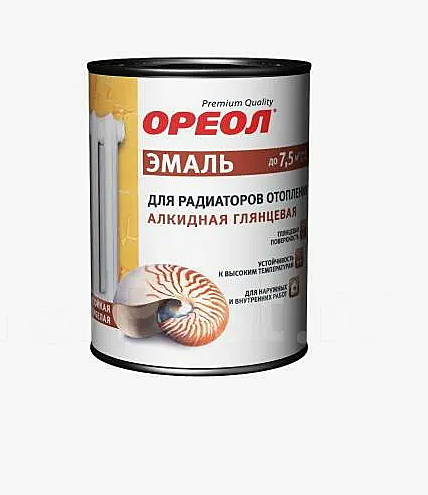 Эмаль для радиаторов ОРЕОЛ 0,5кг алкидная глянцевая белая 0174