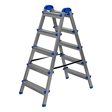 Лестница-стремянка 5 ступеней двухсторонняя стальной профиль алюм.ступени // Сибртех 97985