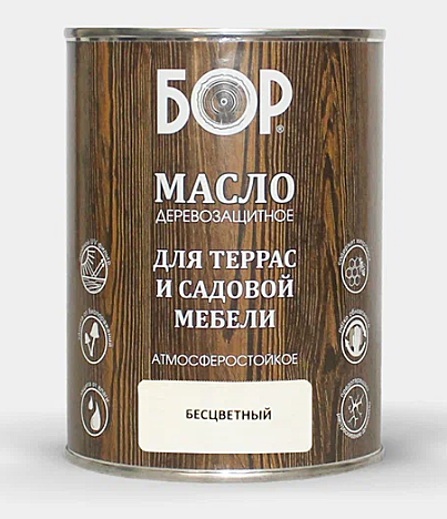 Масло деревозащитное для терасс и садовой мебели БОР 0,64 бесцветное