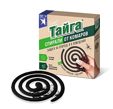 Спирали от комаров угольные 10шт ТАЙГА 69-8-220
