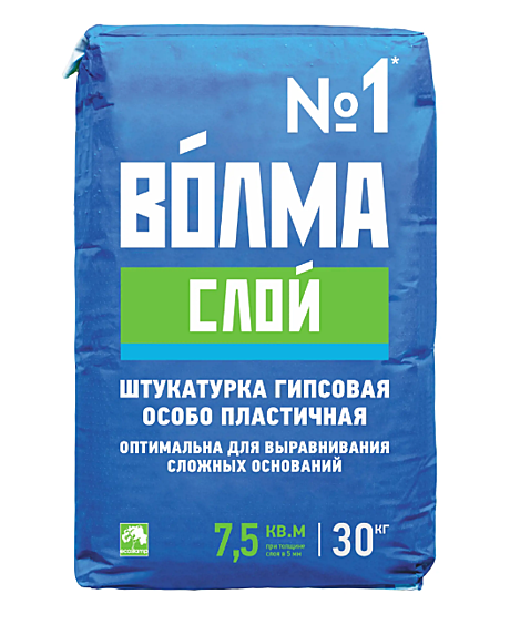 Штукатурка ВОЛМА-Слой 30 кг гипсовая (45шт/поддон)