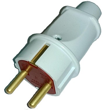 Вилка электрическая В16-005 прямая евро.с  заземлением белая Горс (Альянс)