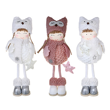 СНОУ БУМ Сувенир Девочка 10x10x32 см, полиэстер, розовый, белый, 3 вида