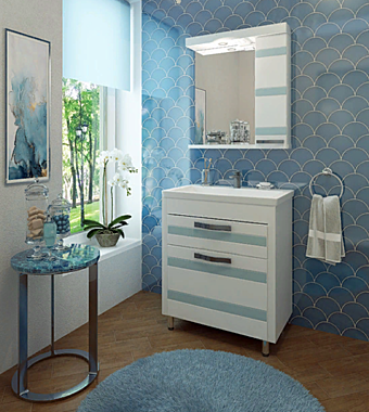 Зеркало-шкаф FANTASY-70 белое дерево