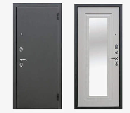 Дверь металлическая 6см Царское зеркало Серебро Белый Ясень 960 левая