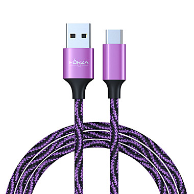 Шнур для зарядки FORZA Туре-С, 1,5А цветная оплетка 1м 470-034