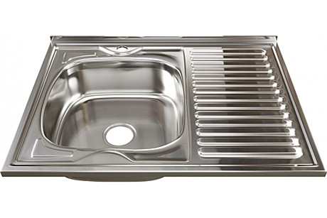 Мойка нержав.60х80 0,6мм 16см лев.вып. 3 1/2