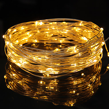 СНОУ БУМ Гирлянда эл. нить росы 5м 50LED шампань 8 реж провол. серебро 3хАА 384-337