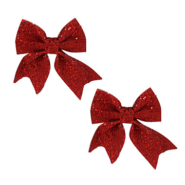 СНОУ БУМ Набор бантов 11,5х13см 2шт полиэстер, красный 376-811