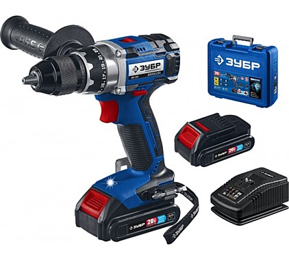 Дрель-шуруповерт аккум. ЗУБР Т7 20В 70Нм 2АКБ бесщеточн. Профессионал С2586 DB-201-22