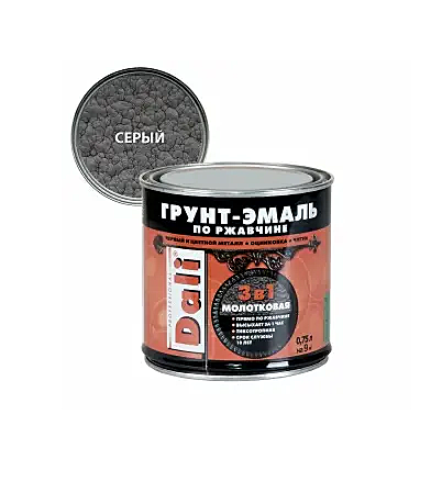 Грунт-эмаль Dali по ржавчине серая (молотковая) 0,75л 