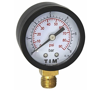 Манометр 6 атм заднее подключение TIM 13790