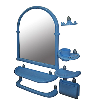 Набор для ванной комнаты ОЛИМПИЯ 6 пр с зеркалом голубой