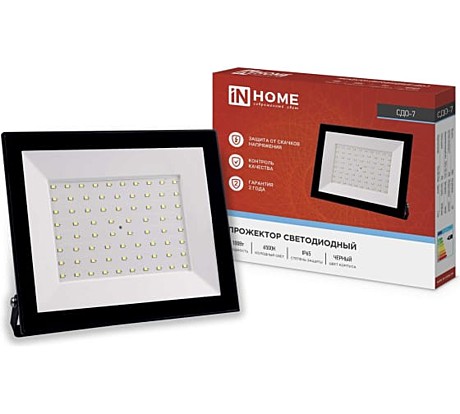 Прожектор светодиодный IN HOME СДО-07-100 100Вт 230В 6500К IP65 черный УТ099925202 4652