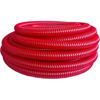 Труба гофра 50мм (шланг спиральный) 30м 7атм красный 56673