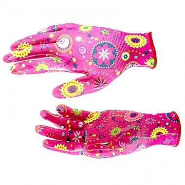 Перчатки садовые из полиэстера с нитрильным обливом,красные, М Palisad 67746