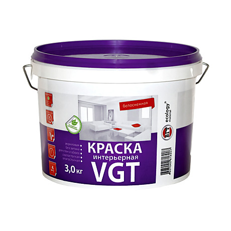 Краска ВДАК-2180 акрил. д/внут. интерьерная влагост. 3кг ВГТ