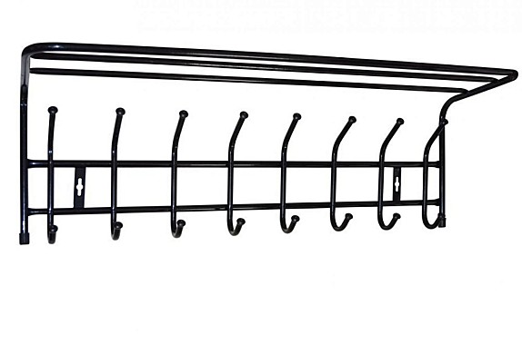 Вешалка настенная с полкой 800х238х265мм 8 крючков ВП8 ЧЕРНЫЙ 17397