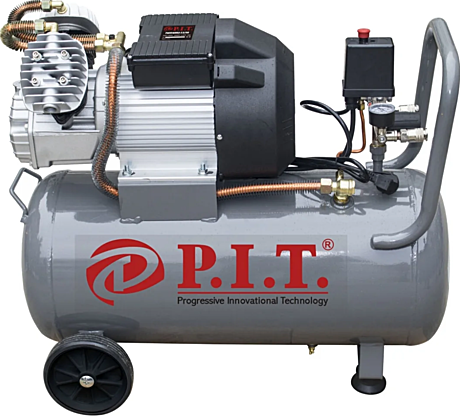 Компрессор P.I.T. PAC016003-2.5/50 (2,5кВт 3.4л/с 350л/мин 50л 2 цил, 2 вых, ев.масл.рем)