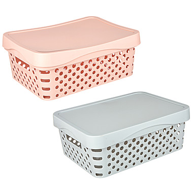 Корзина для хранения с крышкой 11л 36,5х27,5х14см пластик 2 цвета 406-147