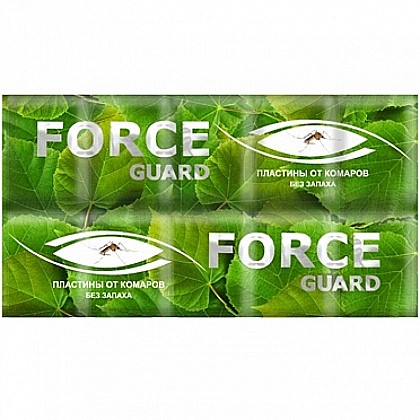Пластины от комаров 10шт с двойным эффектом зеленая без запаха Force guard