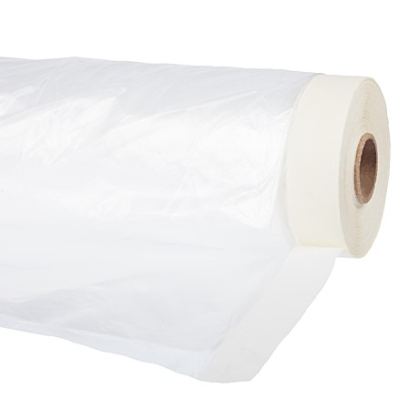 Пленка защитная с клейкой малярной лентой, прозрачная, HDPE, рулон 0,55х25м, толщина 8мкм 09-0-005