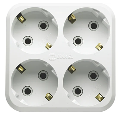 Тройник электрический MAKEL 4 гнезда с заземлением 10001205