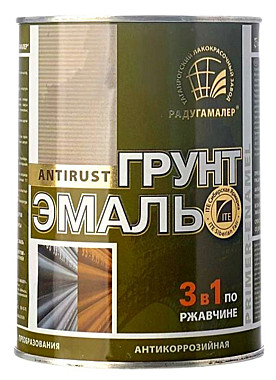 Грунт-эмаль по ржавчине 3в1 РАДУГА Серая 0,9кг