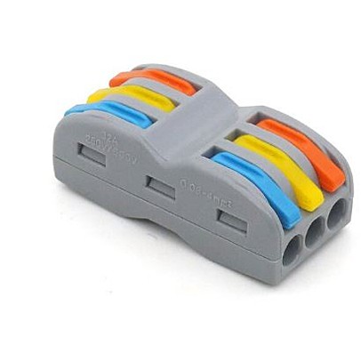 Клемма для кабеля многоразовая 3 вх.+3 вых. 32А L+N+Z синий красный желтый