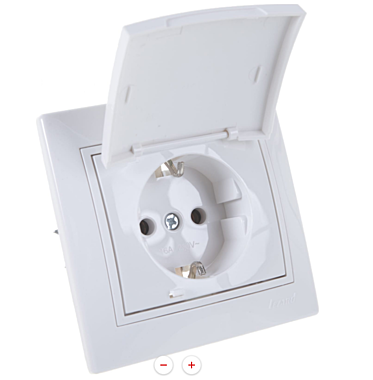 Розетка Lezard МИРА с/з керамика белый с бел.вст. с крышкой 701-0202-123