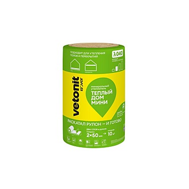 Утеплитель Vetonit ISOVER Теп.Дом ТВИН минвата(рулон) 2х50х610х8200мм 10м2 0,5м3 плотность 10,5кг/м3