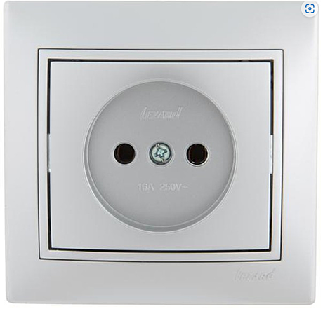 Розетка Lezard МИРА СП 1-м б/з металлик серый керамика 701-1010-121