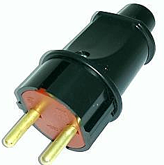 Вилка электрическая В16-006 прямая евро.без заземления черная Горс (Альянс)