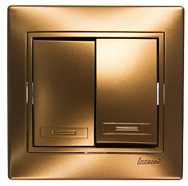 Выключатель Lezard МИРА СП 2-кл металлик золото с вст 701-1313-101