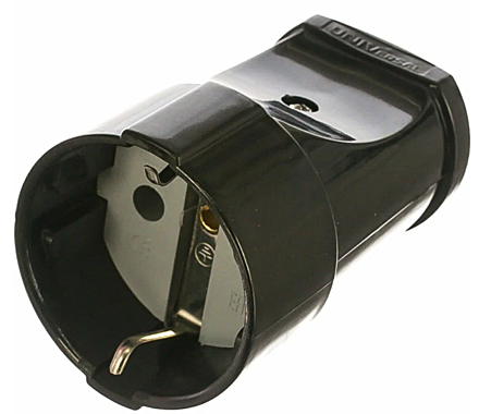 Гнездо эл. UNIVersal А1020 с заземлением черное (еврослот)