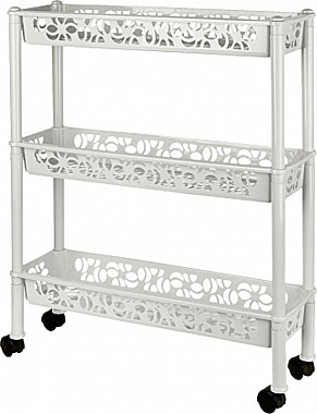 Этажерка 3-секц.пластиковая Prima длинная на колесах белое облако Keeplex Light KL283012048