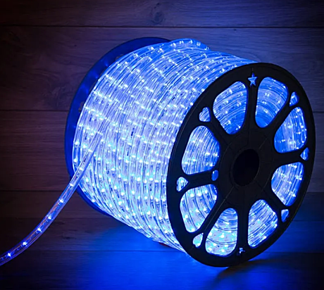 Дюралайт LED 3-х жильный круглый синий 10,5мм 100м + контроллер