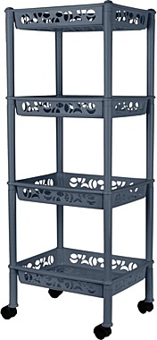 Этажерка 4-секц.пласт.Prima прямоуг.малая на колес.37х29х93,5см косм.серый Keeplex Light KL282712026