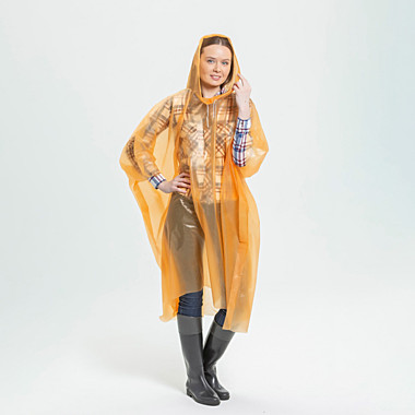 Дождевик-пончо INBLOOM с капюшоном 100х132см, ПЭВА, 30 мкр.