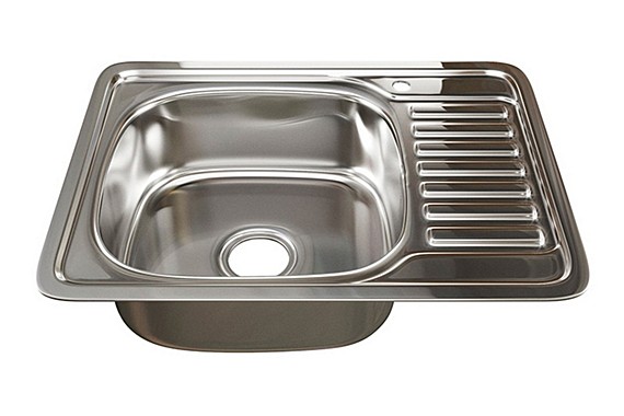 Мойка нержав.врезная 65х50см 0,8мм ЛЕВЫЙ вып 3 1/2