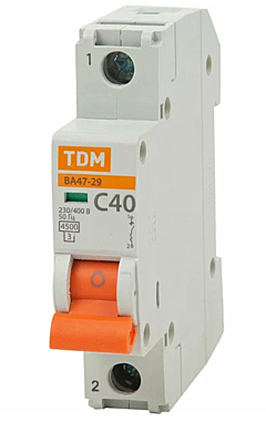 Автомат ВА 47-29 один.1Р 40А 4,5кА х-ка C TDM SQ0206-0078