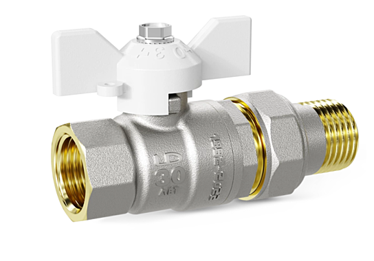 Шаровый кран LD Ду15 американка бабочка белая ручка 
