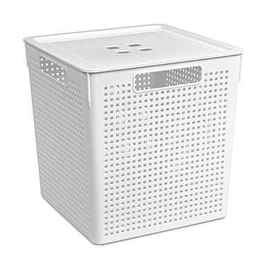 Корзина для хранения ЛОФТ с крышкой 23л 29,4х29,4х30,1см белая ВИОЛЕТ